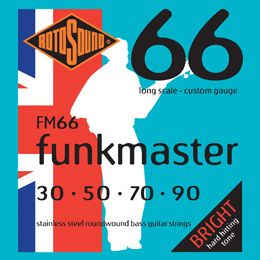 Rotosound FM66 Stainless Steel Roundwound Funkmaster Bass Strings 30-90