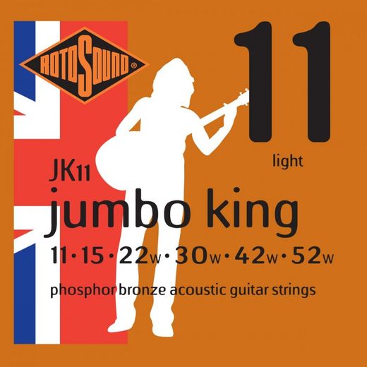 Rotosound Handmade Jumbo King Phosphor Bronze Acoustic Guitar Strings JK11 Light 11-52
