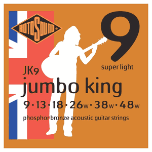 Rotosound Handmade Jumbo King Phosphor Bronze Acoustic Guitar Strings JK9 Super Light 9-48