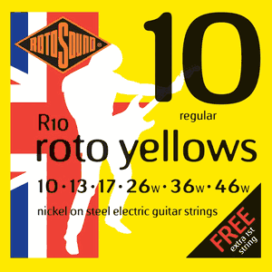 Rotosound Handmade Nickel Electric Guitar Strings R10 Yellow 10-46