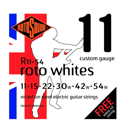Rotosound Handmade Nickel Electric Guitar Strings R11-54 White 11-54