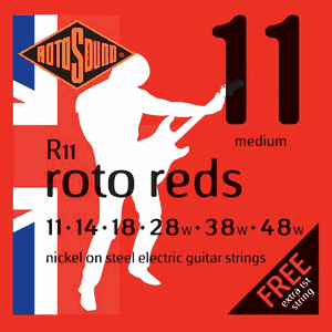 Rotosound Handmade Nickel Electric Guitar Strings R11 Red 11-48