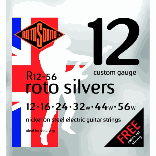 Rotosound Handmade Nickel Electric Guitar Strings R12-56 Silver 12-56