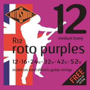 Rotosound Handmade Nickel Electric Guitar Strings R12 Purple 12-52