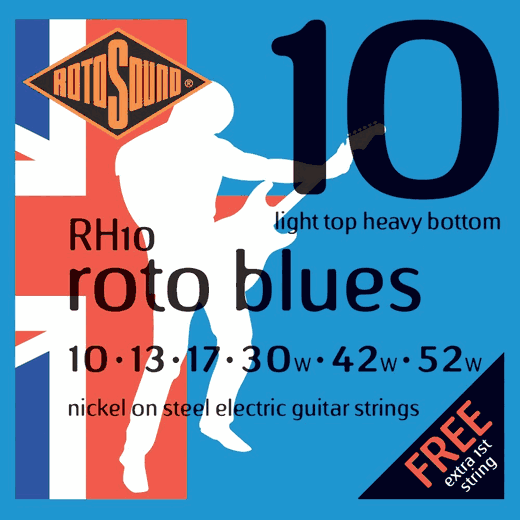 Rotosound Handmade Nickel Electric Guitar Strings RH10 Blue 10-52