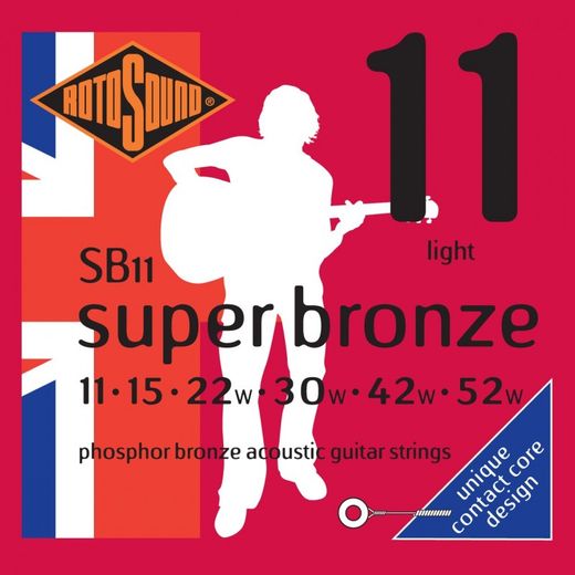 Rotosound Handmade Super Bronze Phosphor Bronze Acoustic Guitar Strings SB11 Light 11-52