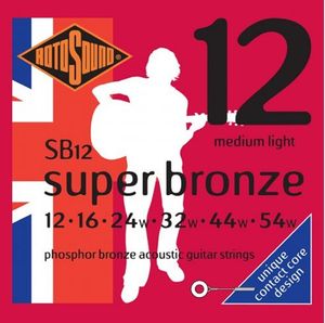 Rotosound Handmade Super Bronze Phosphor Bronze Acoustic Guitar Strings SB12 Light-Medium 12-54