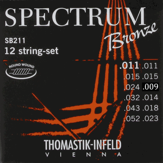 Thomastik-Infeld Spectrum Bronze 12-String Acoustic Guitar Strings SB211 Light 11-52