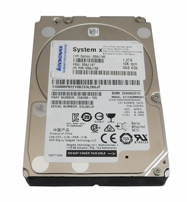 00AJ147 Lenovo 1.2TB 10000RPM SAS 6Gbps Hot Swap 2.5-inch Internal Hard Drive