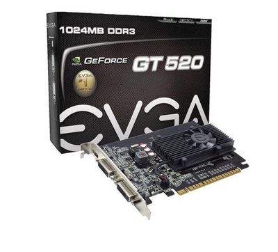 01G-P3-1526-R1 EVGA GeForce GT 520 1GB 64-Bit DDR3 PCI Express 2.0 x16 Dual DVI/ mini-HDMI Support Video Graphics Card