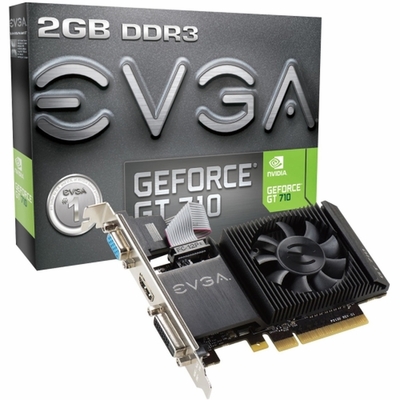 02G-P3-2713-KR EVGA GeForce GT 710 Graphic Card 954 MHz Core 2GB DDR3 SDRAM PCI Express 2.0 x16 Low-profile Single Slot Space Required