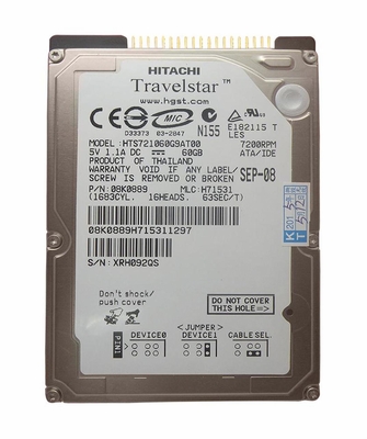 08K0889 Hitachi Travelstar E7K60 60GB 7200RPM ATA-100 8MB Cache 2.5-inch Internal Hard Drive