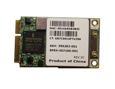 407160-001N HP Mini PCI-Express 54G WiFi 802.11b/g High-Speed Embedded Wireless LAN (WLAN) Network Interface Card for DV6000 Series Notebooks