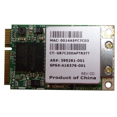 416376-001 HP Mini PCI-Express 54G WiFi 802.11b/g High-Speed Embedded Wireless LAN (WLAN) Network Interface Card for Pavilion DV2000 Series