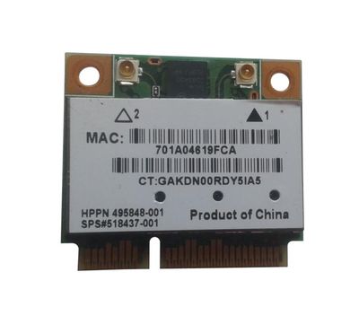 495848-001 HP Mini PCI Express IEEE 802.11a/b/g/n WiFi Wireless Lan (WLAN) Network Adapter for Pavilion DV7 Series Notebooks