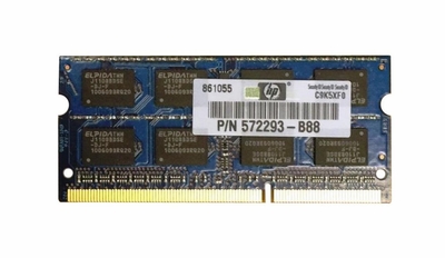 572293-B88 HP 2GB PC3-10600 DDR3-1333MHz non-ECC Unbuffered CL9 204-Pin SoDimm Dual Rank Memory Module