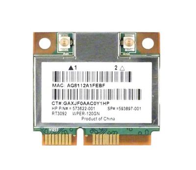 573622-001 HP Mini Half-Length PCI-Express 802.11 b/g/n Wireless LAN (WLAN) Network Card