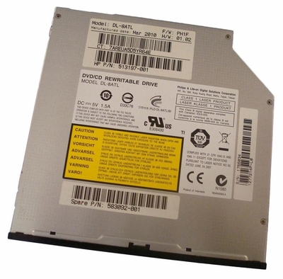 583092-001 HP 8X DVD-RW SATA SuperMulti LightScribe Dual Layer Slot Load Optical Drive