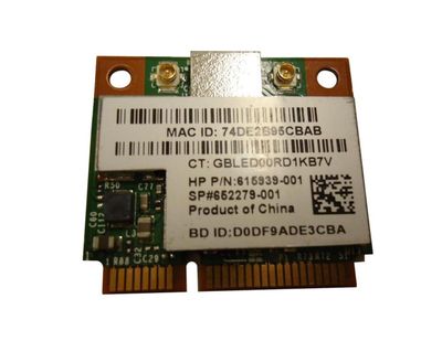 615939-001 HP IEEE 802.11b/g/n Half Mini WLAN Wireless Network Adapter Card for Touchsmart 520