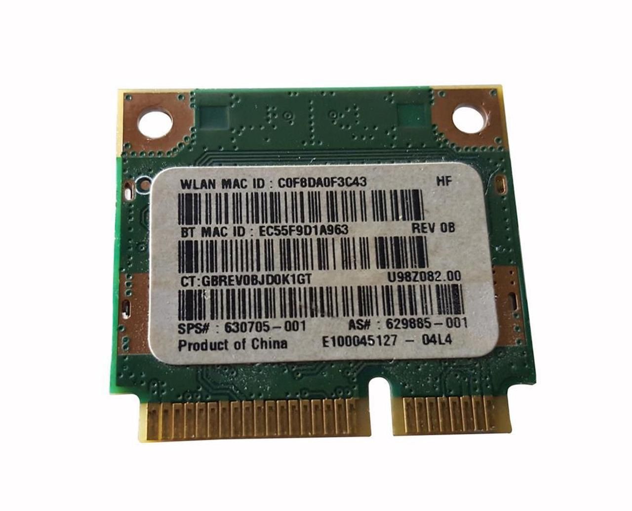 630705001 HP Wireless Wlan Wifi+bluetooth Mini Card 802.11b/g/n