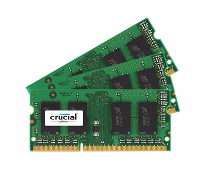 CT3KIT25664BD1339 Crucial 6GB Kit (3 X 2GB) PC3-10600 DDR3-1333MHz non-ECC Unbuffered CL9 204-Pin SoDimm 1.35V Low Voltage Memory