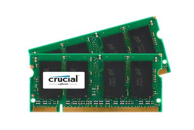 CT766689 Crucial 2GB Kit (2 X 1GB) PC2-6400 DDR2-800MHz non-ECC Unbuffered CL6 200-Pin SoDimm Memory