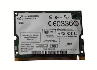 D10709-003 HP Mini PCI 802.11B/G Wi-Fi Wireless LAN (WLAN) Network Interface Card for NC4000/NC4010/NC6000 Series Notebooks