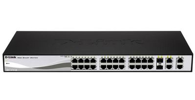 DES-1210-28 D-Link Web Smart 24-Ports 10/100 Switch with (2) 10/ 100/ 1000Base-T Ports and 2 Combo SFP Slots