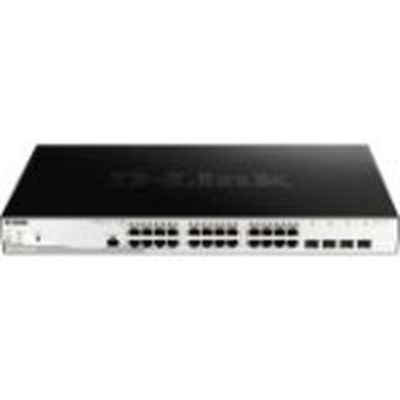 DGS-1210-28MP D-Link 28-Port Layer 2 Smart Managed Gigabit PoE Switch 24 Network, 4 Expansion Slot Manageable Twisted Pair, Optical Fiber Modular 2 Layer Supported 1U High Rack-mountable