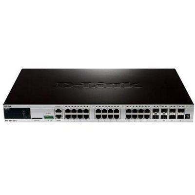 DGS-3420-28TC D-Link xStack 24-Ports 10/100/1000 Layer 2+ Stackable Managed Gigabit Switch including 4-port Combo 1000BaseT/SFP plus 4 10GE SFP+
