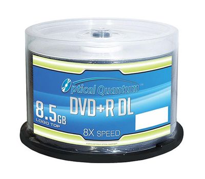 OQDPRDL08LT Quantum Optical 8.5GB 8x DVDr Dl 50 Packs Spindle Logo Top Disc