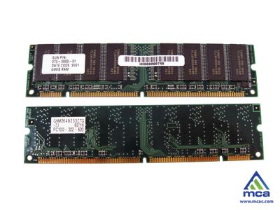 370-3800 Sun 64MB PC100 100MHz non-ECC Unbuffered CL3 168-Pin DIMM Memory Module