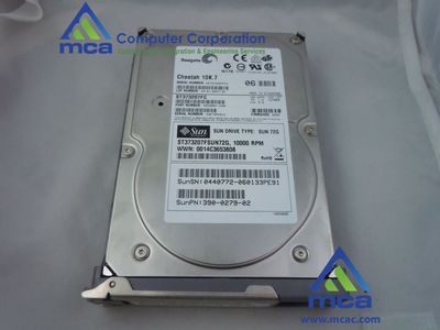 Oracle Sun Part Number: (390-0279) Sun Seagate ST373207FC ST373207FSUN72G 73.4GB - 10000 RPM - FC-AL Disk