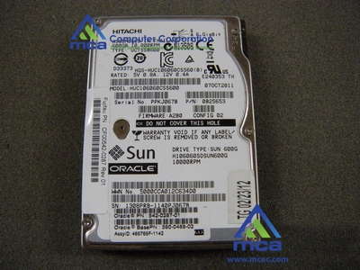 Oracle Sun Part Number: (390-0488)  Sun Hitachi HUC106060CSS600 H106060SDSUN600G 600GB - 10000 RPM - SAS Disk