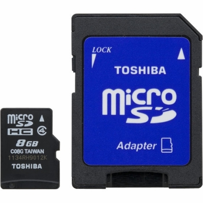 SD-C08G2T2TRT Toshiba SD-C08G2T2TRT 8GB microSD High Capacity (microSDHC) Class 4 1 Card