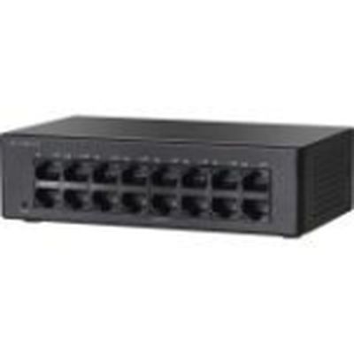 SF110D-16-UK Cisco SF110D-16 16-Port 10/100 Desktop Switch 16 Ports 10/100Base-TX 16 x Network Twisted Pair Fast Ethernet 2 Layer Supported Desktop, Rack-mountable, Wall Mountable