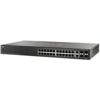 SF500-24-K9-NA Cisco Ethernet Switch 24-Ports Manageable 26 x RJ-45 Stack Port 4 x Expansion Slots 10/100Base-TX 10/100/1000Base-T Rack-mountable