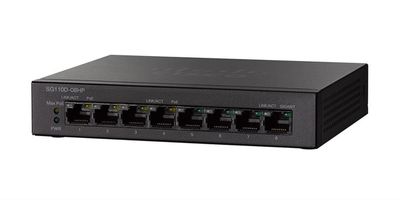 SG110D-08HP-NA Cisco SG110D-08HP 8-Ports 10/100/1000Base-T RJ-45 PoE Layer2 Wall Mountable, Rack-mountable, Desktop Ethernet Switch