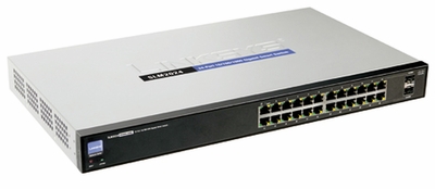 SLM2024 Linksys Cisco 24-Ports 10/100/1000 Gigabit Smart Switch with 2 Combo Gigabit SFP