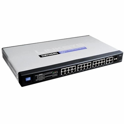 SLM224G4PS LinkSys 24-Ports 10/100 Stackable Smart Switch w/ 4-Gigabit Ports and PoE