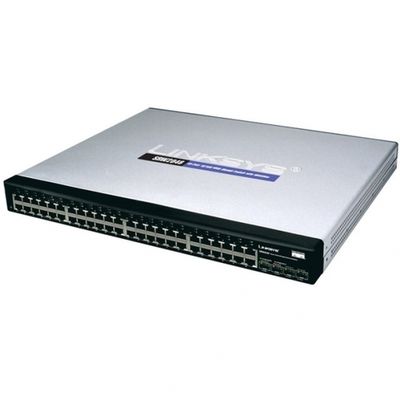 SRW2048 Linksys 48-Ports 10/100/1000Mbps Gigabit Switch with WebView Includes 48 10/100/1000 RJ-45 Ports and 4 Shared SFP (MiniGBIC) Slots