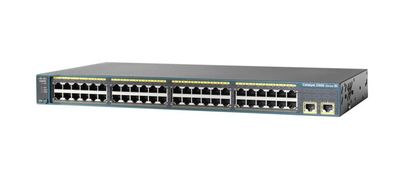 WS-C2960-48TT-S Cisco Catalyst 2960 48-Ports 10/100/1000Base-T RJ-45 Manageable Layer2 Rack-mountable, Wall Mountable and Desktop Switch with 2x Gigabit Ethernet Uplink Ports