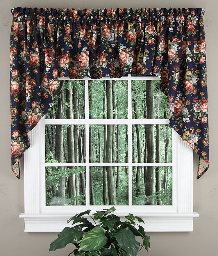 Bella Rose Swag Pair Butter Jabot & Swag Kitchen Curtains