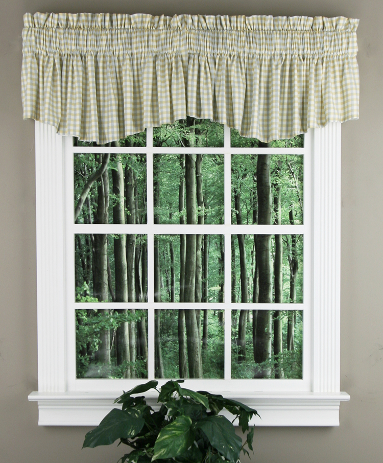 Swags Galore Cambridge Check Lined Valance Blue/Yellow Kitchen