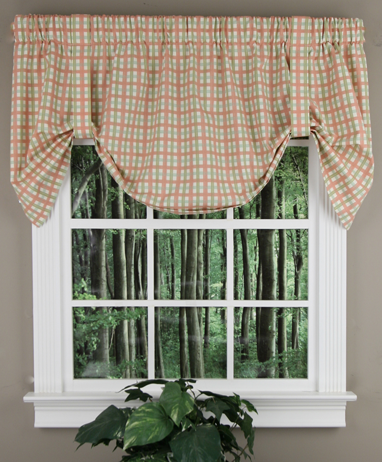 Ellis Curtains Charlestown Tie Up Valance Watermelon Kitchen Valances