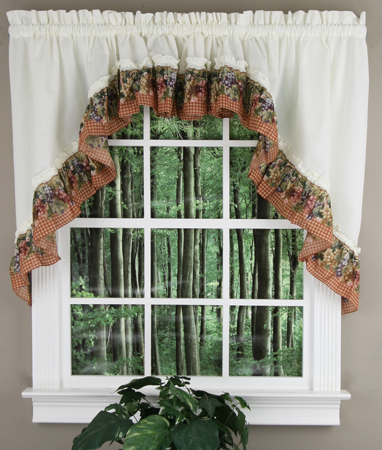 Tuscan Swag Pair Red Swags Galore Jabot & Swag Kitchen Curtains