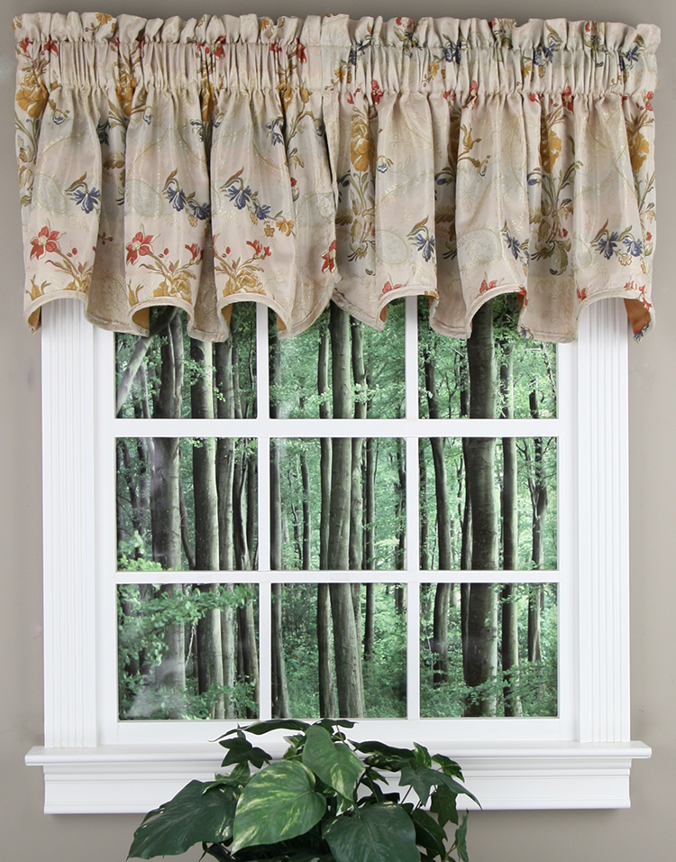 Swags Galore Enchantment Jacquard Scalloped Valance Multi Kitchen
