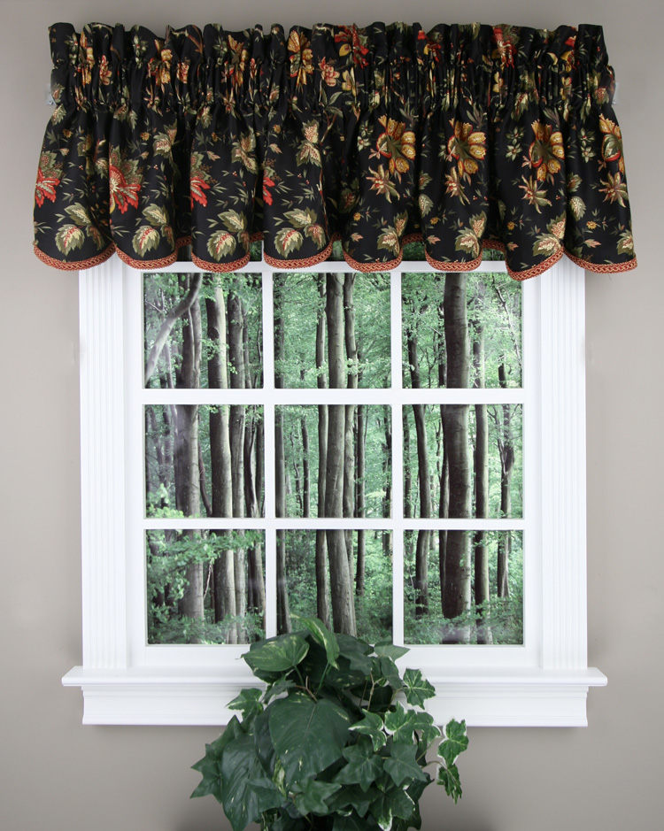 Waverly Felicite Scalloped Valance Noir Ellery Kitchen Valances