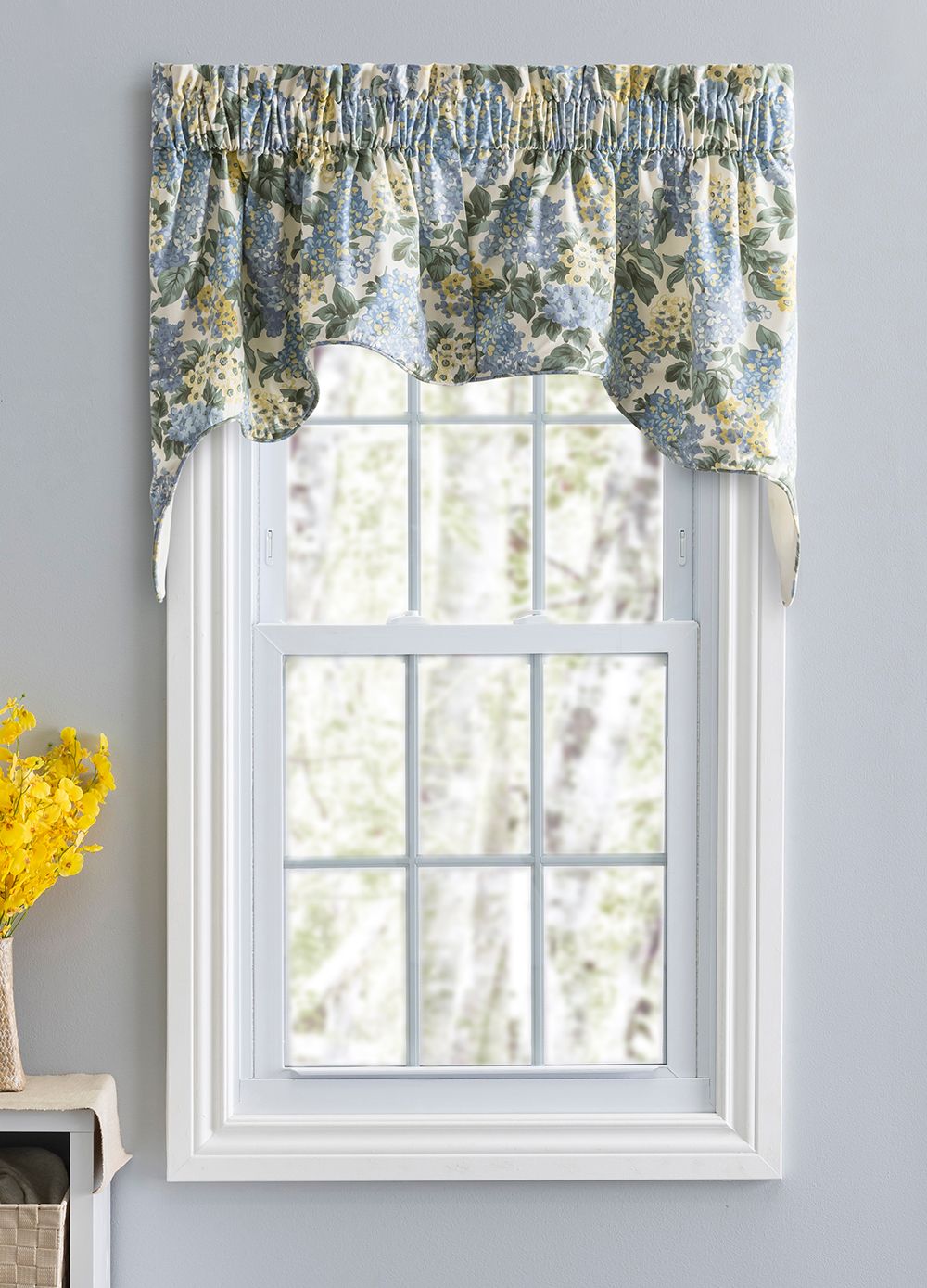 Hydrangea Duchess Lined Swag Set Blue Window Curtains Country