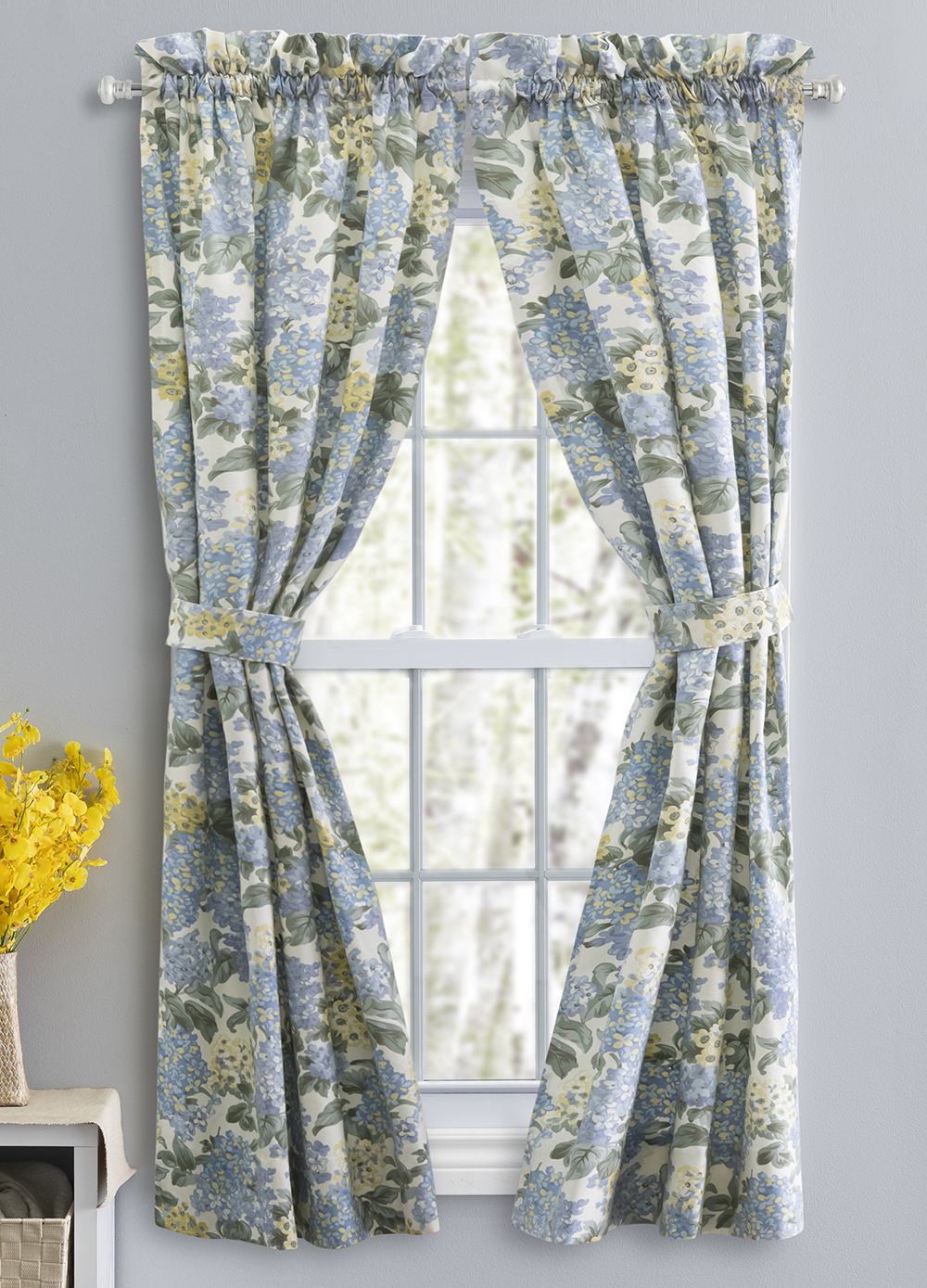 Hydrangea Curtain Panel Pairs Blue Ellis Curtains Country Curtains